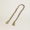 Duifgrijze gevlochten stoffen bedel met messing ketting