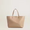 Duifgrijze Pasadena-tas van glad leer met gouden logo