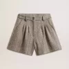 Ecru bruine damesshort van visgraatwol