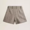 Ecru bruine damesshort van visgraatwol