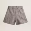 Ecru bruine damesshort van visgraatwol