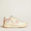 Forty2 voor dames met roze ster en witte leren hiellip