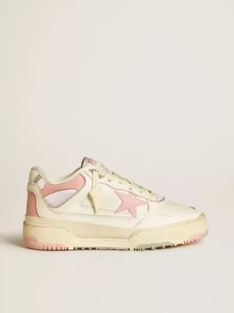 Forty2 voor dames met roze ster en witte leren hiellip