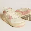 Forty2 voor dames met roze ster en witte leren hiellip