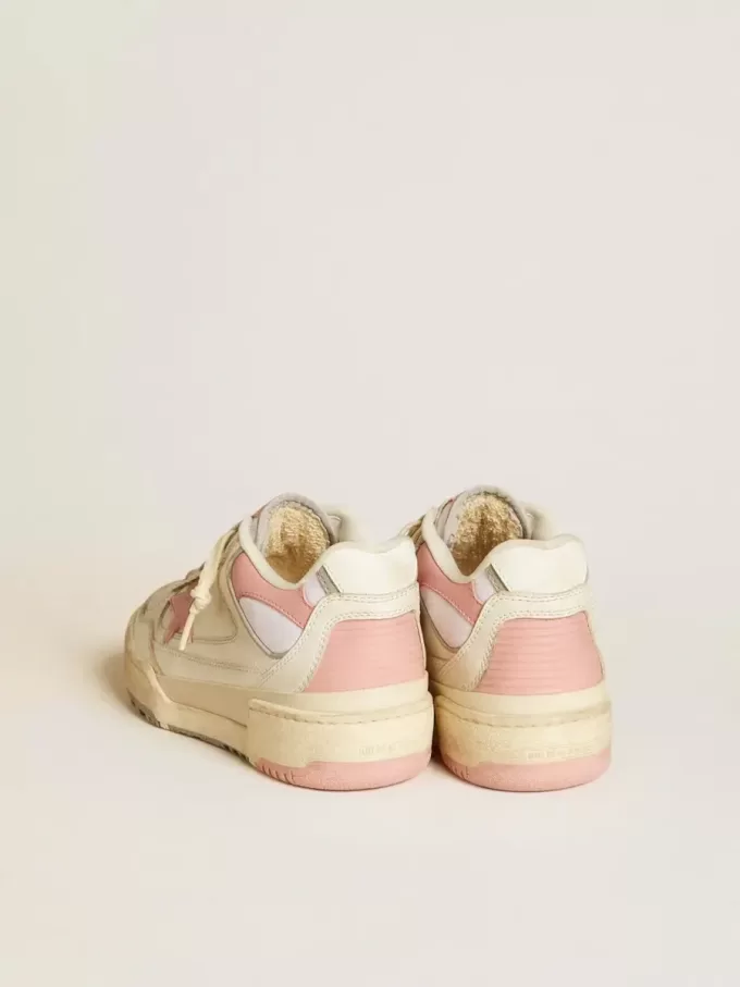 Forty2 voor dames met roze ster en witte leren hiellip