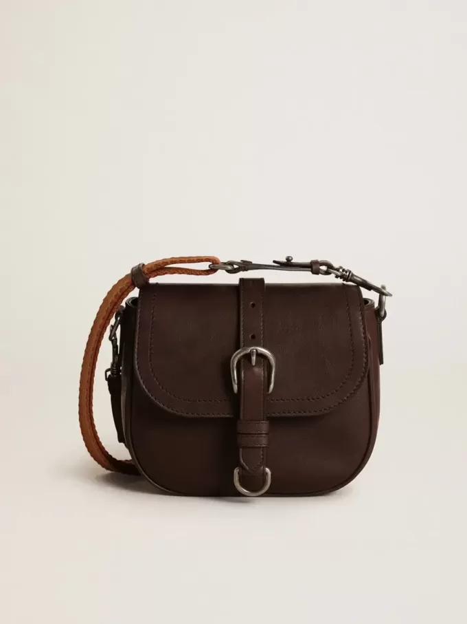 Francis-tas voor dames, klein, in donkerbruin leer
