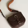 Francis-tas voor dames, klein, in donkerbruin leer