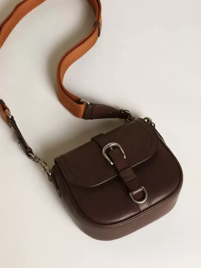 Francis-tas voor dames, klein, in donkerbruin leer