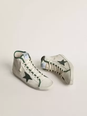 Francy LTD voor heren in wit nappaleer met groene rubberen ster