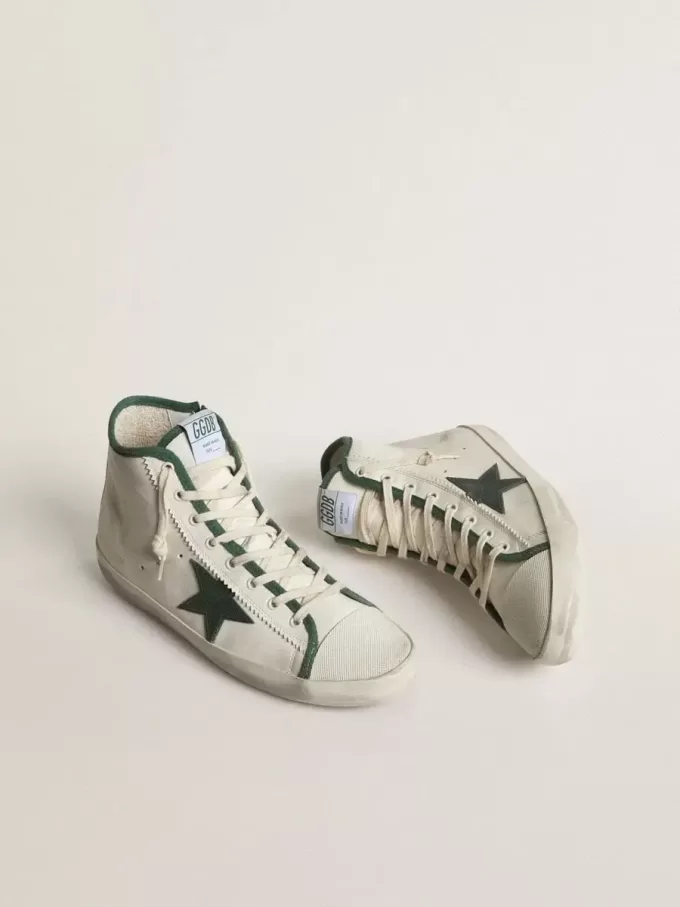 Francy LTD voor heren in wit nappaleer met groene rubberen ster