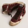 Francy Penstar in bordeauxrood glitter met witte leren ster