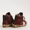 Francy Penstar in bordeauxrood glitter met witte leren ster