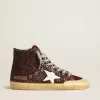 Francy Penstar in bruin glitter met witte leren ster