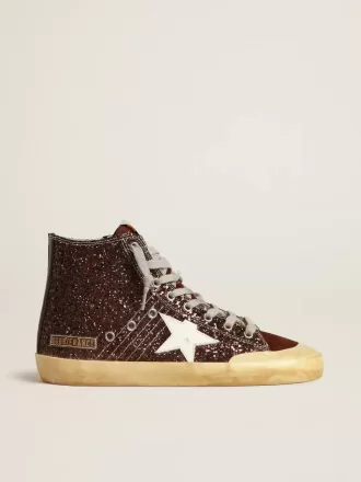 Francy Penstar in bruin glitter met witte leren ster