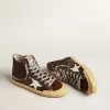 Francy Penstar in bruin glitter met witte leren ster