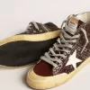 Francy Penstar in bruin glitter met witte leren ster