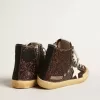 Francy Penstar in bruin glitter met witte leren ster