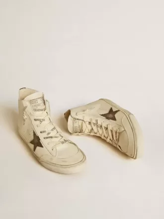 Francy Penstar in nappa met zwarte suède ster en katoenen hielstuk