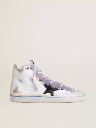 Francy Penstar LAB voor dames met zwarte leren ster en veelkleurige studs