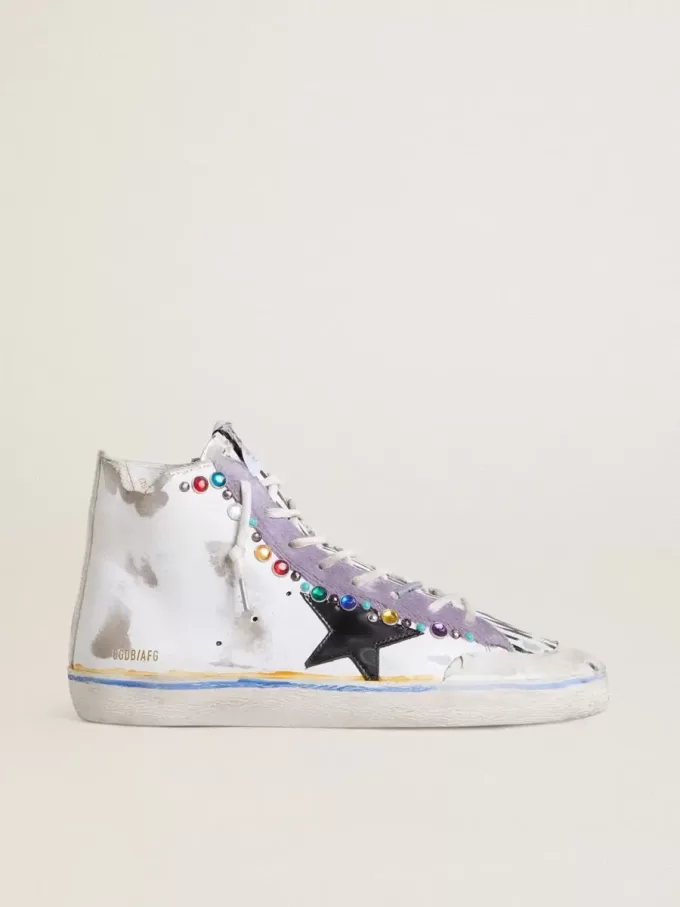 Francy Penstar LAB voor dames met zwarte leren ster en veelkleurige studs