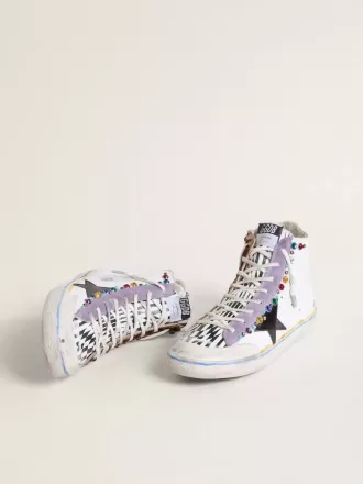 Francy Penstar LAB voor dames met zwarte leren ster en veelkleurige studs