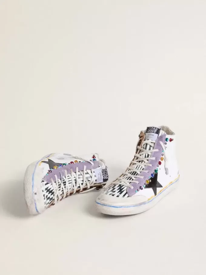 Francy Penstar LAB voor dames met zwarte leren ster en veelkleurige studs