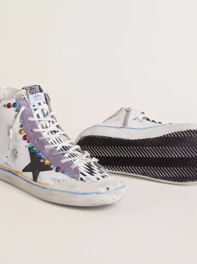 Francy Penstar LAB voor dames met zwarte leren ster en veelkleurige studs