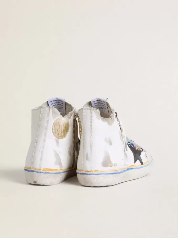 Francy Penstar LAB voor dames met zwarte leren ster en veelkleurige studs