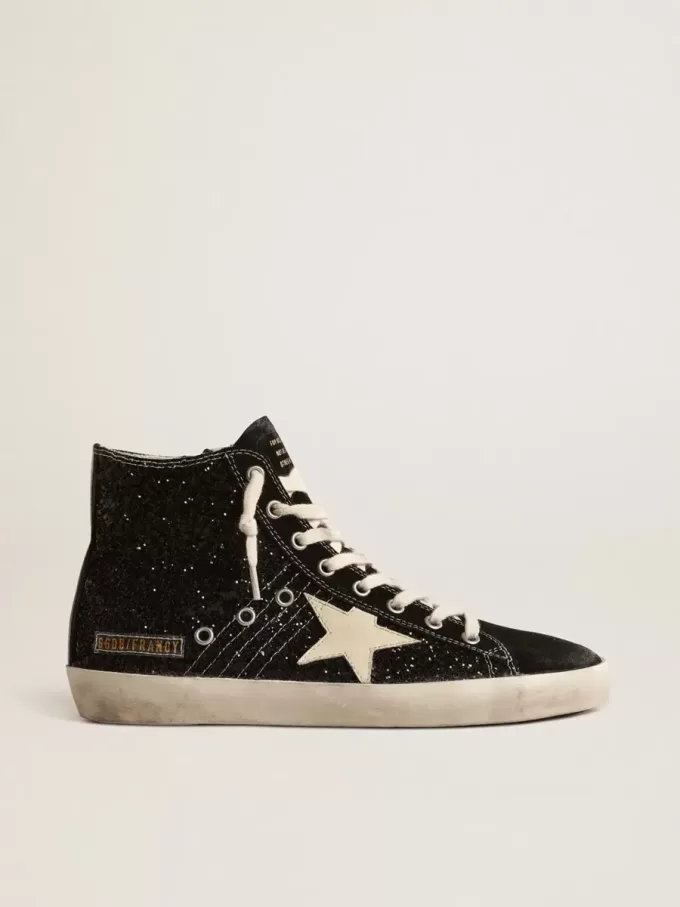 Francy Penstar LTD in glitter met ivoorkleurige ster en zwarte hielband