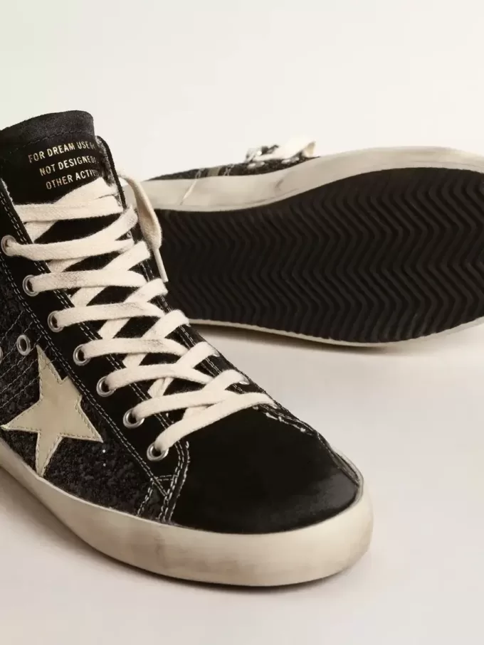 Francy Penstar LTD in glitter met ivoorkleurige ster en zwarte hielband