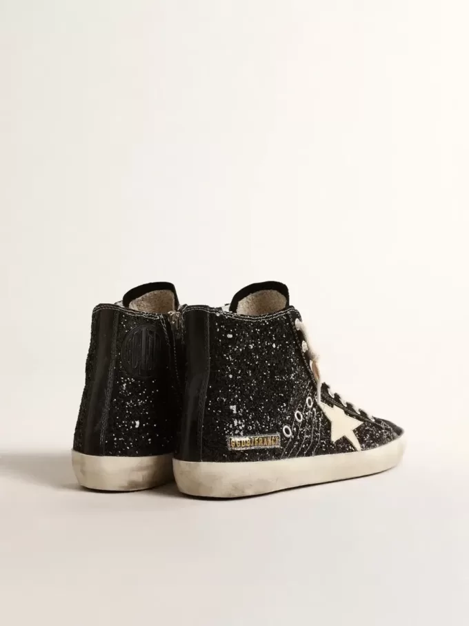 Francy Penstar LTD in glitter met ivoorkleurige ster en zwarte hielband