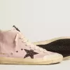 Francy Penstar voor dames in roze suède met grijze glitterster