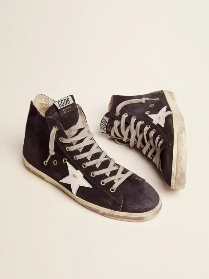 Francy sneakers van leer met leren ster en hielstuk