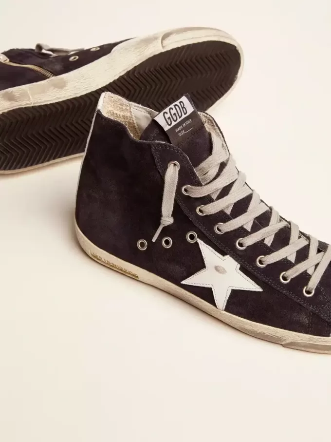 Francy sneakers van leer met leren ster en hielstuk