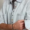 Gebleekt denim overhemd voor heren met gehamerde studs