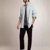 Gebleekt denim overhemd voor heren met gehamerde studs