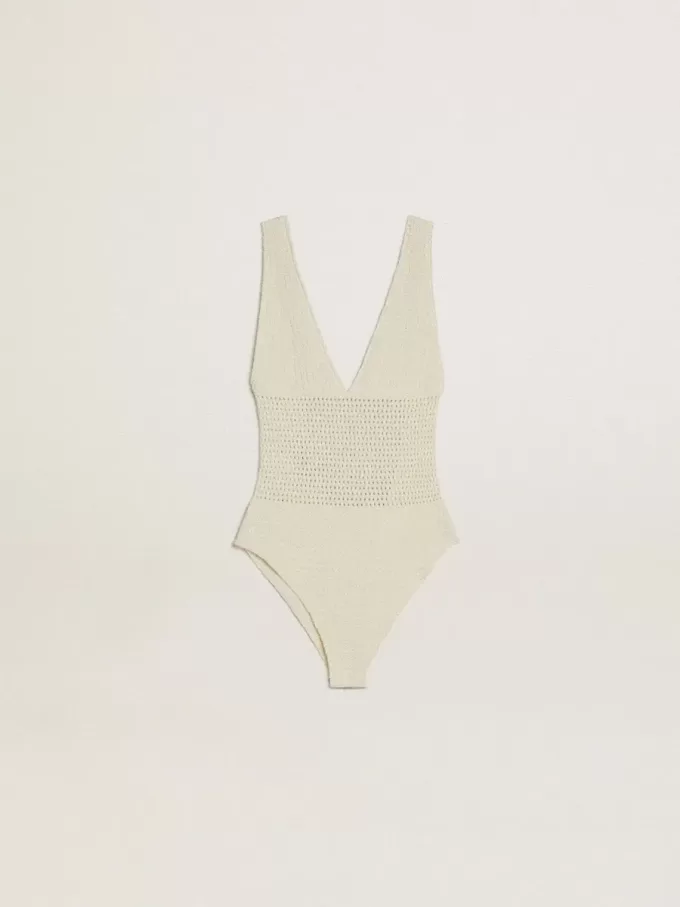 Gehaakte bodysuit voor dames van wit katoen