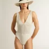 Gehaakte bodysuit voor dames van wit katoen