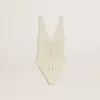 Gehaakte bodysuit voor dames van wit katoen