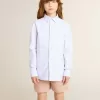 Gestreepte blouse voor meisjes met geborduurde letters op de zak
