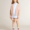 Gestreepte blouse voor meisjes met geborduurde letters op de zak