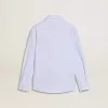 Gestreepte blouse voor meisjes met geborduurde letters op de zak