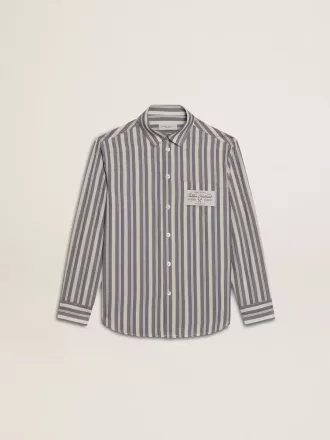 Gestreepte jongensshirt met Golden Dreamers-detail op de zak