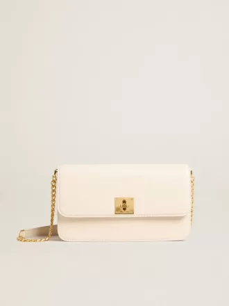 Gioia-tas in botergeel leer met gouden details