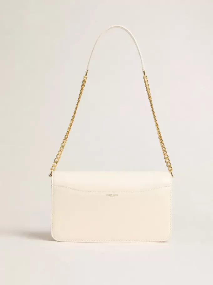 Gioia-tas in botergeel leer met gouden details