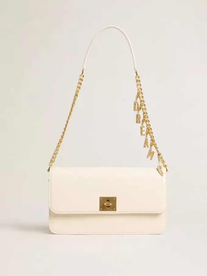 Gioia-tas in botergeel leer met gouden details