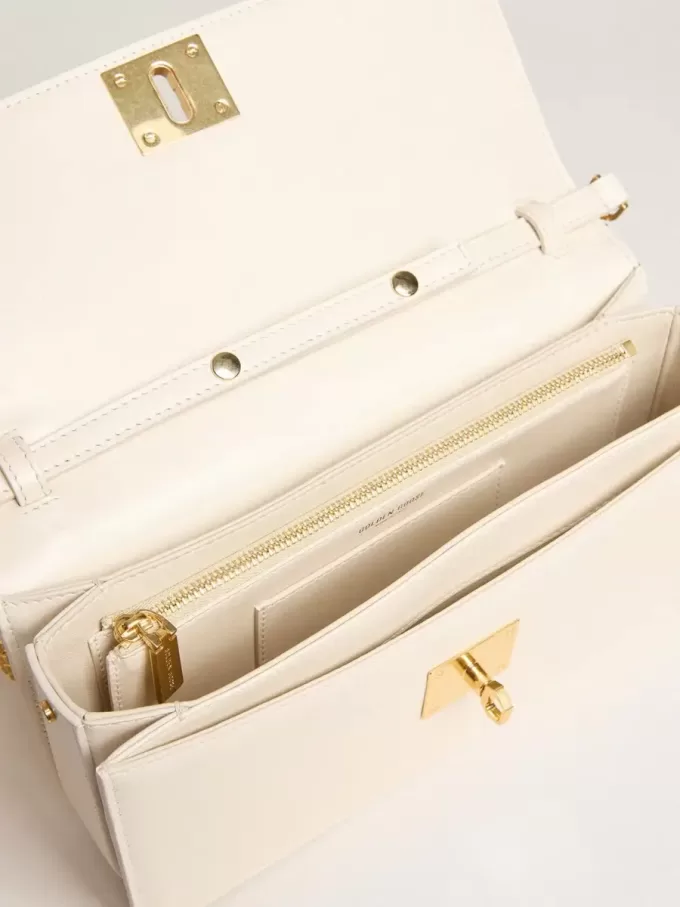 Gioia-tas in botergeel leer met gouden details