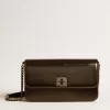 Gioia-tas in glanzend zwart leer met metalen details
