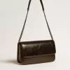Gioia-tas in glanzend zwart leer met metalen details