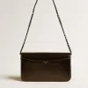 Gioia-tas in glanzend zwart leer met metalen details